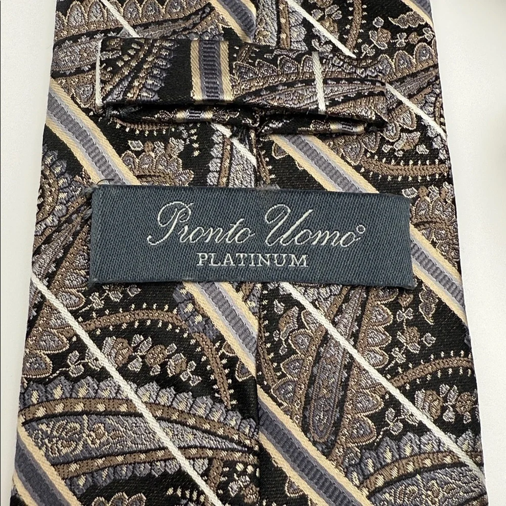 Men’s vintage Pronto Uomo Platinum Tie 100% silk Business,Formal, Office